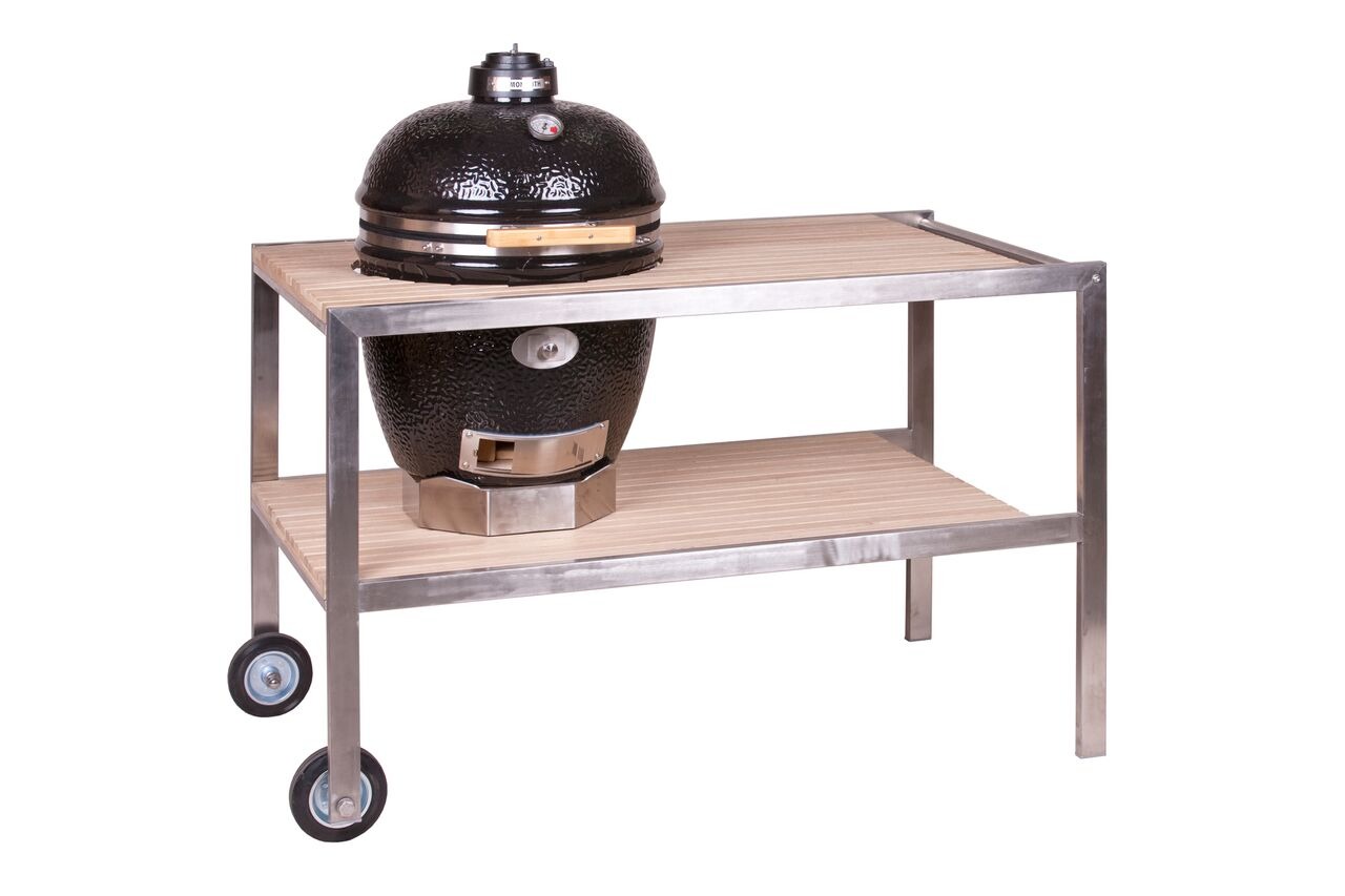 Monolith Classic RVS Tafel met Teakhout