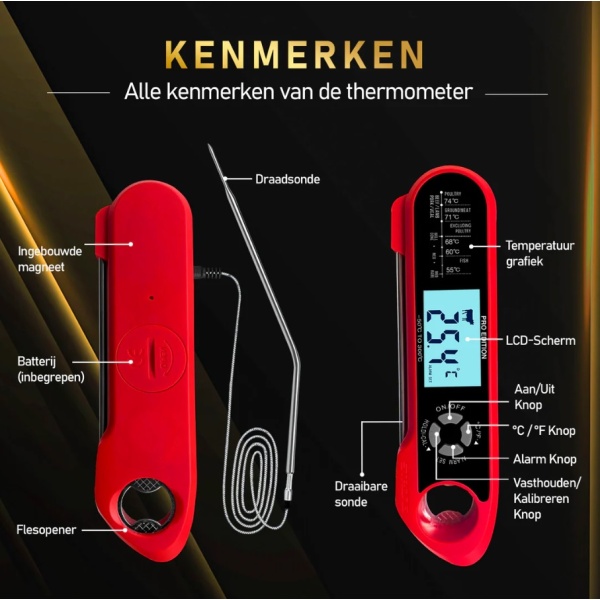 Most Essential Thermometer met Probe Rood - Afbeelding 11